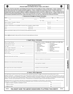 Denver Area Council BSA Medical Form