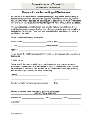 Request for an Accounting of Disclosures