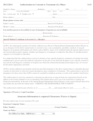 Authorization to Consent to Treatment of a Minor