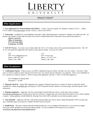 Liberty University Admission Confirmation Deposit Form