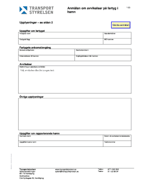Anmlan om avvikelser p fartyg i hamn - transportforetagen