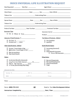 Indexed Universal Life Insurance Illustration Request Form