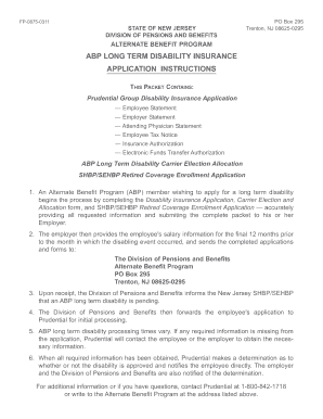 New Jersey ABP Long Term Disability Insurance Application