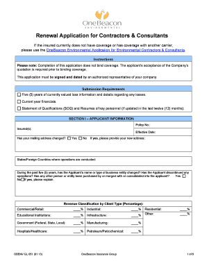Renewal Application for Contractors & Consultants