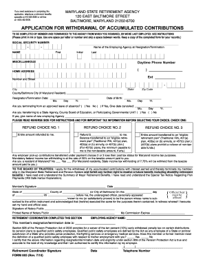 Maryland State Retirement Agency Withdrawal Application