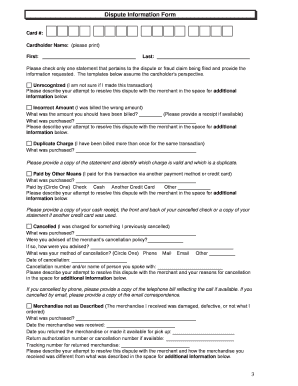 Dispute Information Form