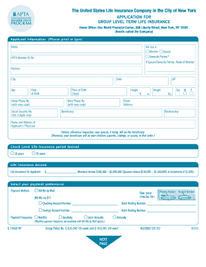 Group Level Term Life Insurance Application