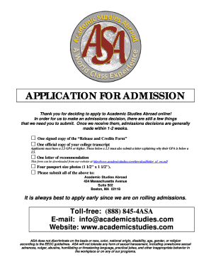 Application for Admission