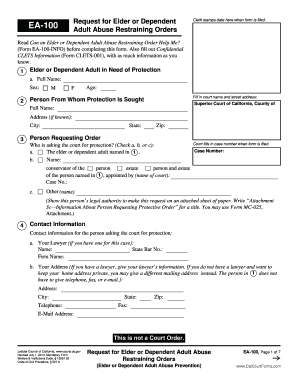 Request for Elder or Dependent Adult Abuse Restraining Order