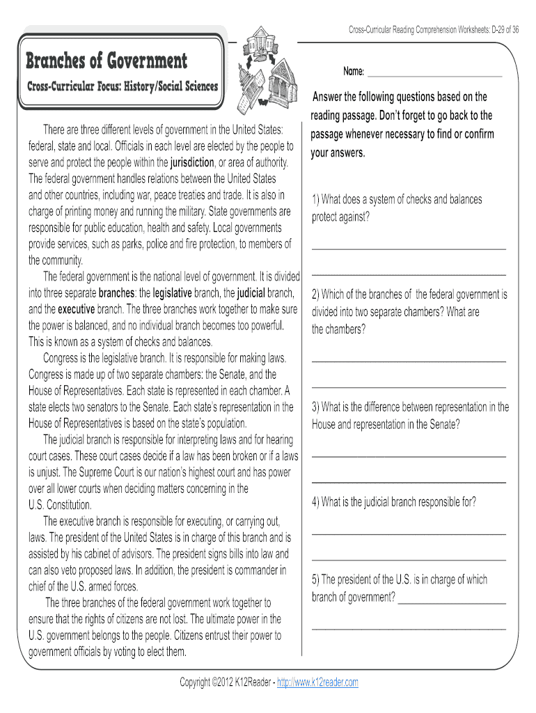 government reading comprehension worksheets Preview on Page 1