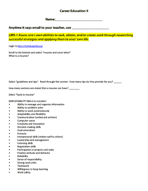 Career Education 9 Resume and Cover Letter Guide