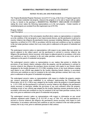Virginia Residential Property Disclosure Statement