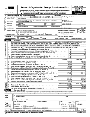 Form 990 Tax Exempt Organization Return