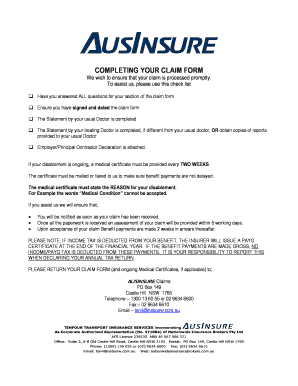 Personal Accident Sickness Claim Form
