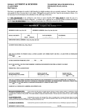 Teamsters Health Services Accident and Sickness Claim Form