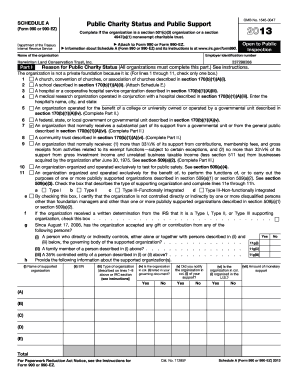 Schedule A Form 990 or 990-EZ