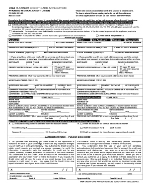 Visa Platinum Credit Card Application