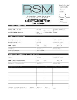 Third Street Music School Registration Form