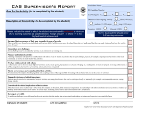 CAS Supervisor's Report