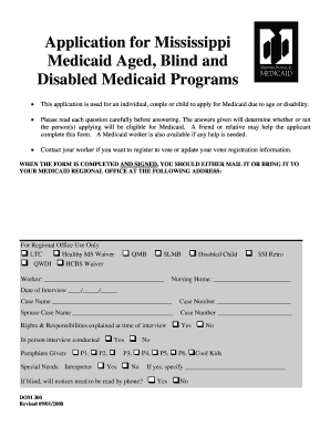 Mississippi Medicaid Application for Aged, Blind, and Disabled