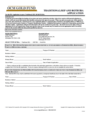 Traditional SEP and Roth IRA Application