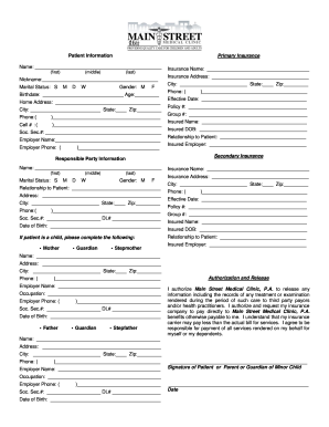 Patient Information and Insurance Form