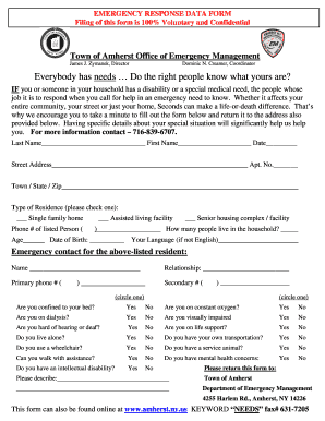 Emergency Response Data Form