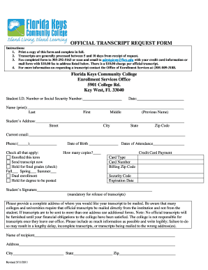 Official Transcript Request Form