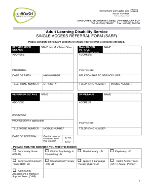 Adult Learning Disability Service Single Access Referral Form