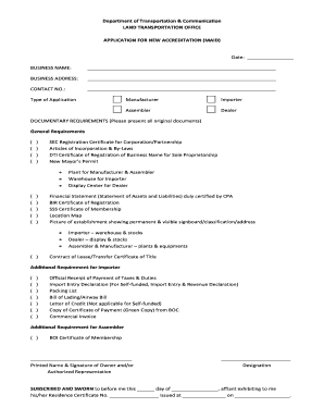 Land Transportation Office New Accreditation Application