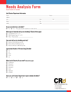 Government of Canada Needs Analysis Form