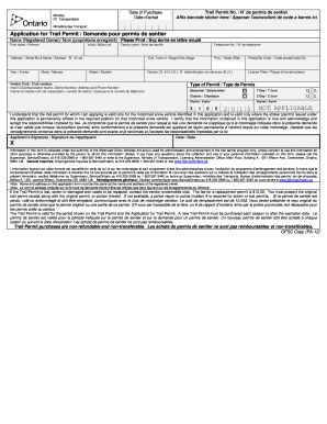 Ontario Trail Permit Application