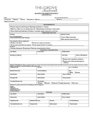 Philippines Real Estate Buyer Information Sheet