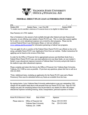 Federal Direct PLUS Loan Authorization Form
