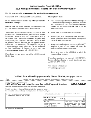 Michigan Individual Income Tax e-file Payment Voucher