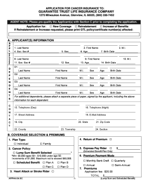 Cancer Insurance Application Form