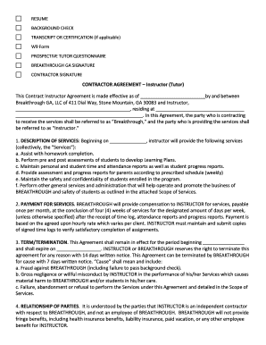 fillable tutoring contract agreement form edit online print tutoring contract agreement form