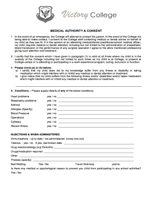 Medical Authority and Consent Form
