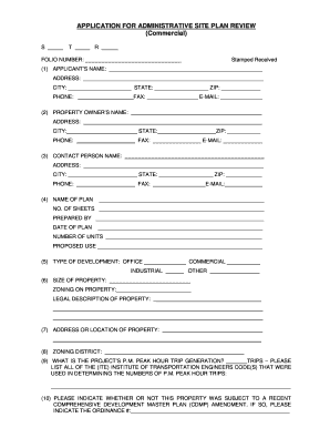 Application for Administrative Site Plan Review