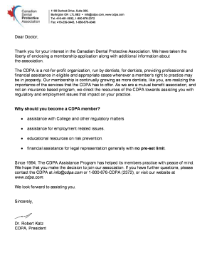 Canadian Dental Protective Association Membership Application