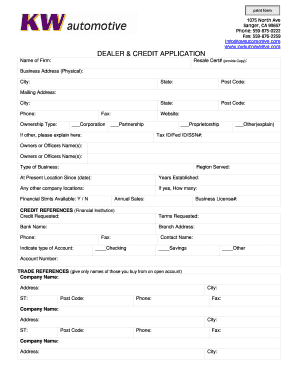 Dealer and Credit Application