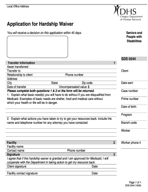 Application for Hardship Waiver