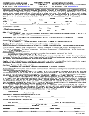 Oakland University Housing Contract
