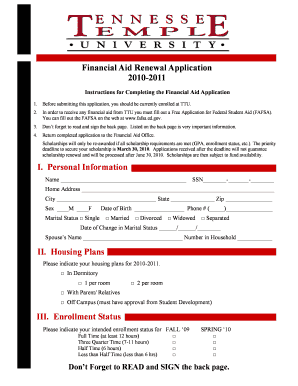 Financial Aid Renewal Application