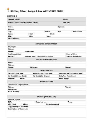 Workers Compensation Intake Form
