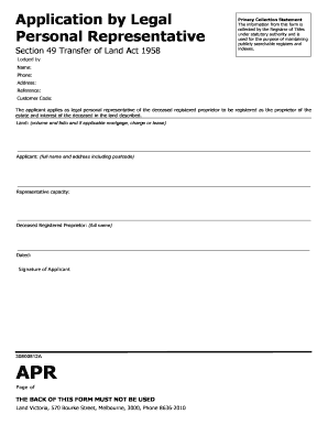 Victoria Transfer of Land Application