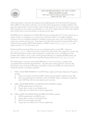Hawaii Highly Qualified Teacher Professional Development Plan