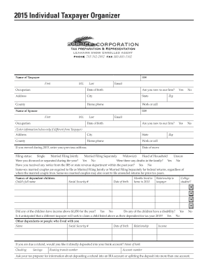 2015 Individual Taxpayer Organizer