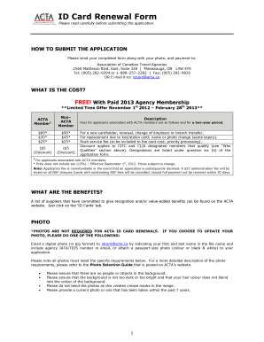ACTA ID Card Renewal Form