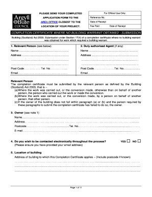 Completion Certificate for Building Work in Scotland